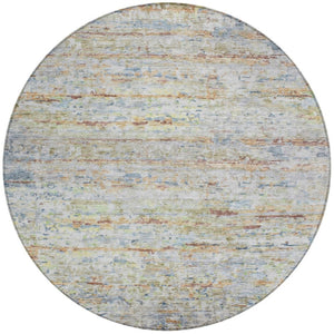 Homeroots 3' Artichoke Green Striped Washable Area Rug - Stylish Indoor & Outdoor Comfort For Any Space 8' Round Polyester 604526