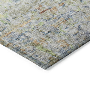 Homeroots 3' Artichoke Green Striped Washable Area Rug - Stylish Indoor & Outdoor Comfort For Any Space 8' X 10' Polyester 604527