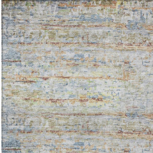 Homeroots 3' Artichoke Green Striped Washable Area Rug - Stylish Indoor & Outdoor Comfort For Any Space 8' X 10' Polyester 604527