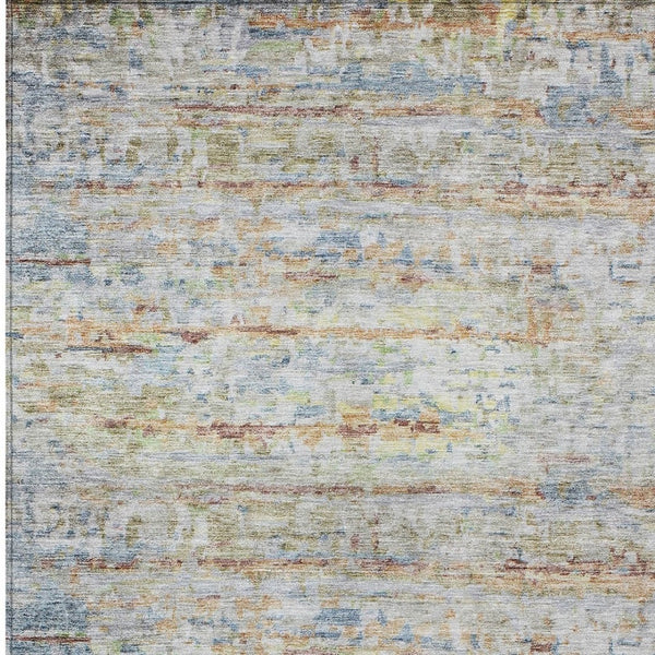 Homeroots 3' Artichoke Green Striped Washable Area Rug - Stylish Indoor & Outdoor Comfort For Any Space 8' X 10' Polyester 604527