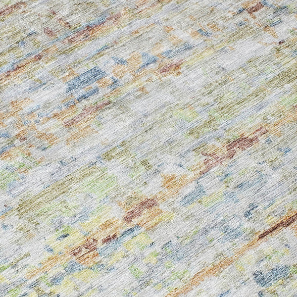 Homeroots 3' Artichoke Green Striped Washable Area Rug - Stylish Indoor & Outdoor Comfort For Any Space 10' X 14' Polyester 604529