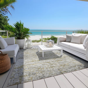 Homeroots 3' Artichoke Green Striped Washable Area Rug - Stylish Indoor & Outdoor Comfort For Any Space 3' X 5' Polyester 604530