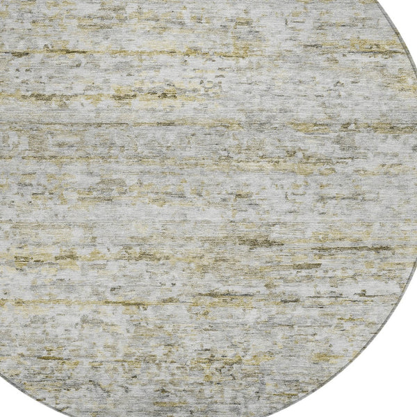 Homeroots 3' Artichoke Green Striped Washable Area Rug - Stylish Indoor & Outdoor Comfort For Any Space 8' Round Polyester 604532