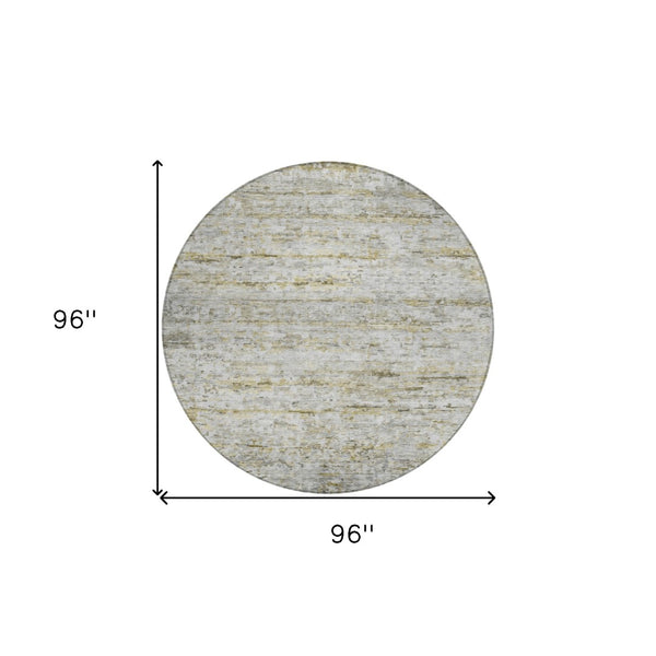 Homeroots 3' Artichoke Green Striped Washable Area Rug - Stylish Indoor & Outdoor Comfort For Any Space 8' Round Polyester 604532