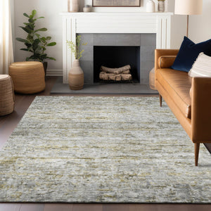 Homeroots 3' Artichoke Green Striped Washable Area Rug - Stylish Indoor & Outdoor Comfort For Any Space 9' X 12' Polyester 604534