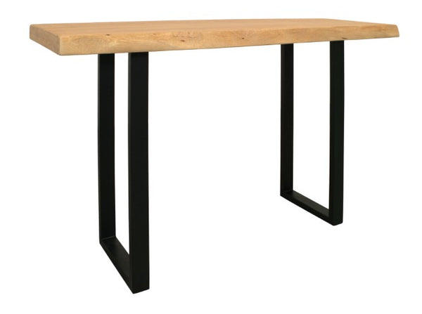 Homeroots 47" Versatile Live Edge Console Table In Natural Acacia & Black Metal - Stylish Storage Solution!   604538