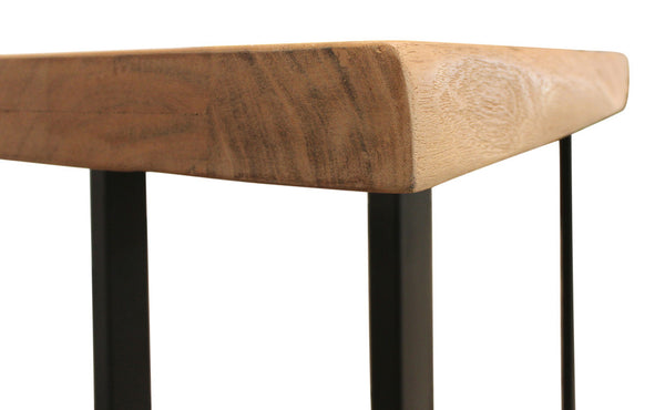 Homeroots 47" Versatile Live Edge Console Table In Natural Acacia & Black Metal - Stylish Storage Solution!   604538