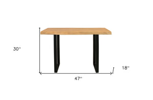 Homeroots 47" Versatile Live Edge Console Table In Natural Acacia & Black Metal - Stylish Storage Solution!   604538