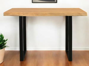 Homeroots 47" Versatile Live Edge Console Table In Natural Acacia & Black Metal - Stylish Storage Solution!   604538