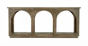 Homeroots 77" Brown Distressed Solid Wood Console Table With Unique Arch Detailing For Timeless Elegance   604539