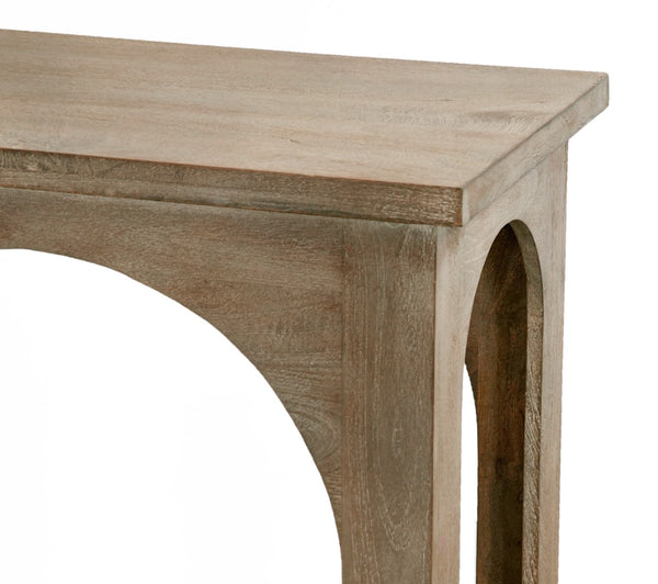 Homeroots 77" Brown Distressed Solid Wood Console Table With Unique Arch Detailing For Timeless Elegance   604539