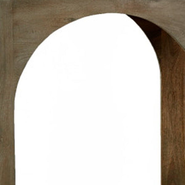 Homeroots 77" Brown Distressed Solid Wood Console Table With Unique Arch Detailing For Timeless Elegance   604539