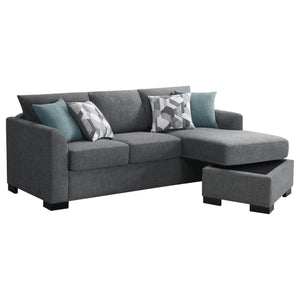English Elm Pacheco Upholstered Sleeper Sectional with Chaise and Pullout Bed, Patterned Pillows & Sturdy Frame Grey B062P375540