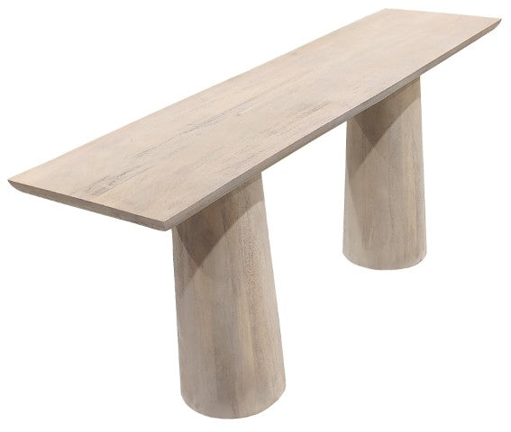 Homeroots 72" Natural Solid Wood Console Table - Rustic Double Pedestal Design For Storage & Display Needs   604540