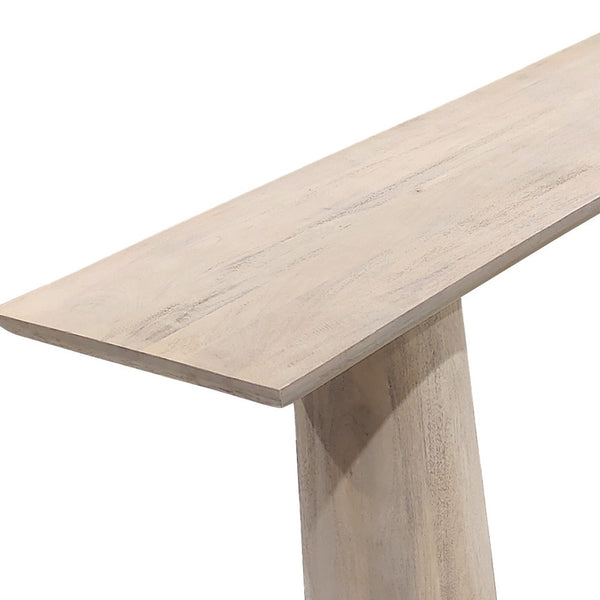 Homeroots 72" Natural Solid Wood Console Table - Rustic Double Pedestal Design For Storage & Display Needs   604540