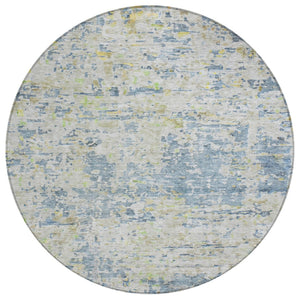 HomeRoots 5' Blue Gray Green Abstract Area Rug - Washable, Durable, Stylish for Indoor & Outdoor Spaces 8' Round 604543
