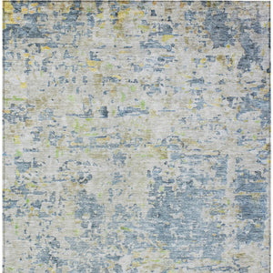 Homeroots 3' Blue Gray And Green Abstract Washable Area Rug For Indoor And Outdoor Spaces, Durable Design 8' X 10' Polyester 604544