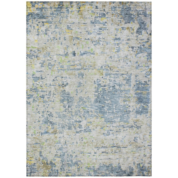 HomeRoots 5' Blue Gray Green Abstract Area Rug - Washable, Durable, Stylish for Indoor & Outdoor Spaces 8' X 10' 604544