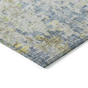 Homeroots 3' Blue Gray And Green Abstract Washable Area Rug For Indoor And Outdoor Spaces, Durable Design 8' X 10' Polyester 604544
