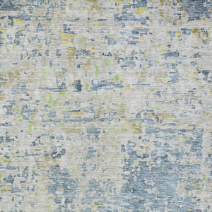 Homeroots 3' Blue Gray And Green Abstract Washable Area Rug For Indoor And Outdoor Spaces, Durable Design 8' X 10' Polyester 604544