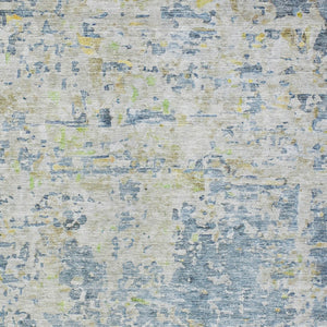 Homeroots 3' Blue Gray And Green Abstract Washable Area Rug For Indoor And Outdoor Spaces, Durable Design 9' X 12' Polyester 604545