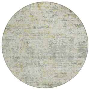 HomeRoots 5' Abstract Sage Charcoal Ivory Area Rug - Stylish, Durable, Washable Design for Indoor & Outdoor Use 8' Round 604549
