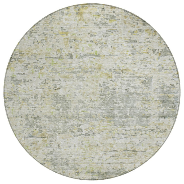 HomeRoots 5' Abstract Sage Charcoal Ivory Area Rug - Stylish, Durable, Washable Design for Indoor & Outdoor Use 8' Round 604549