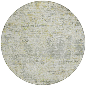 Homeroots 3' Blue Gray And Green Abstract Washable Area Rug For Indoor And Outdoor Spaces, Durable Design 8' Round Polyester 604549