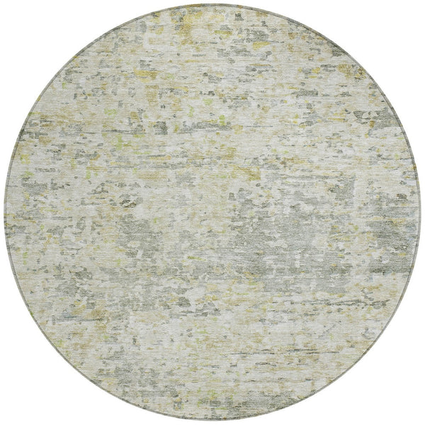 Homeroots 3' Blue Gray And Green Abstract Washable Area Rug For Indoor And Outdoor Spaces, Durable Design 8' Round Polyester 604549