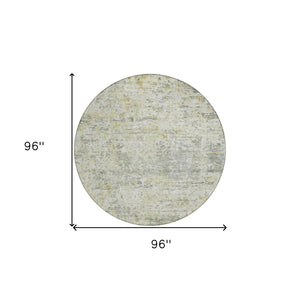 Homeroots 3' Blue Gray And Green Abstract Washable Area Rug For Indoor And Outdoor Spaces, Durable Design 8' Round Polyester 604549