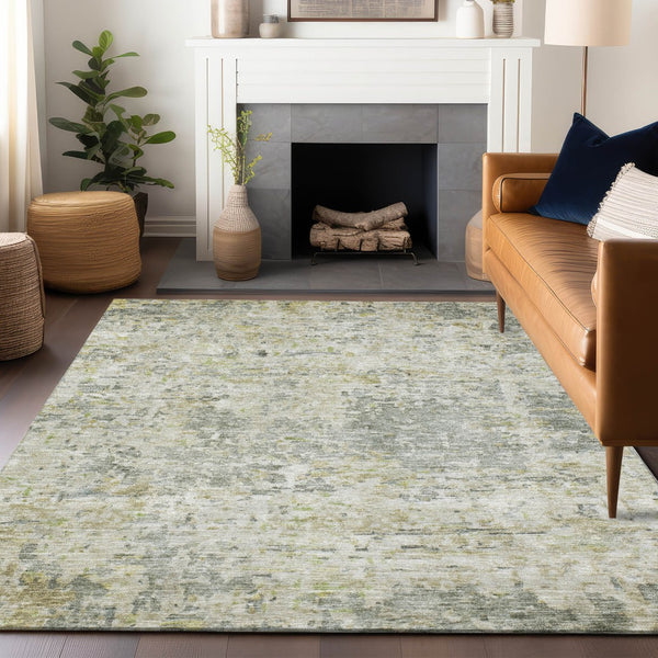 Homeroots 3' Blue Gray And Green Abstract Washable Area Rug For Indoor And Outdoor Spaces, Durable Design 8' X 10' Polyester 604550