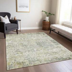 Homeroots 3' Blue Gray And Green Abstract Washable Area Rug For Indoor And Outdoor Spaces, Durable Design 10' X 14' Polyester 604552