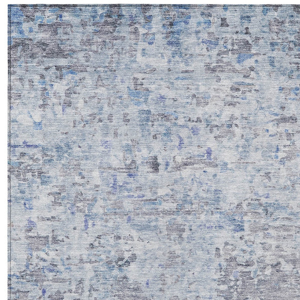 Homeroots 3' Blue Gray And Green Abstract Washable Area Rug For Indoor And Outdoor Spaces, Durable Design 3' X 5' Polyester 604553