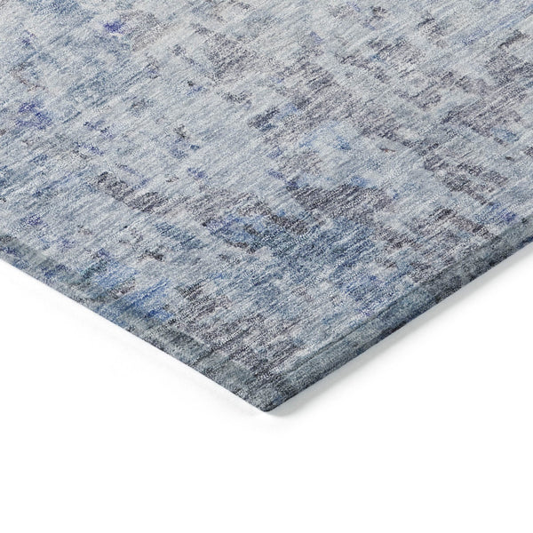 Homeroots 3' Blue Gray And Green Abstract Washable Area Rug For Indoor And Outdoor Spaces, Durable Design 8' X 10' Polyester 604556