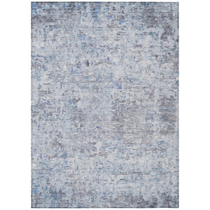 HomeRoots 9' X 12' Washable Sky Blue, Charcoal & Ivory Area Rug - Durable, Stylish, Perfect for Indoor & Outdoor Spaces! 604557
