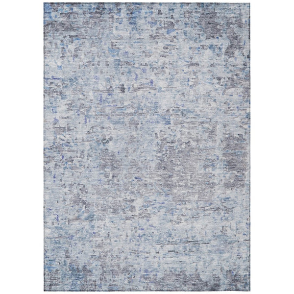 HomeRoots 9' X 12' Washable Sky Blue, Charcoal & Ivory Area Rug - Durable, Stylish, Perfect for Indoor & Outdoor Spaces! 604557