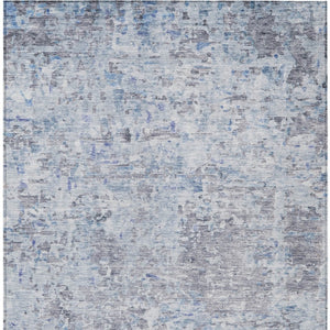 Homeroots 3' Blue Gray And Green Abstract Washable Area Rug For Indoor And Outdoor Spaces, Durable Design 10' X 14' Polyester 604558