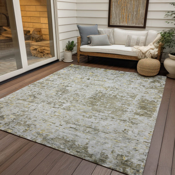 Homeroots 3' Blue Gray And Green Abstract Washable Area Rug For Indoor And Outdoor Spaces, Durable Design 3' X 5' Polyester 604559