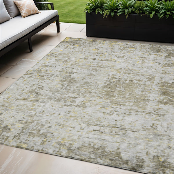 Homeroots 3' Blue Gray And Green Abstract Washable Area Rug For Indoor And Outdoor Spaces, Durable Design 5' X 8' Polyester 604560