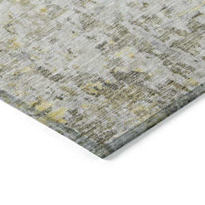 Homeroots 3' Blue Gray And Green Abstract Washable Area Rug For Indoor And Outdoor Spaces, Durable Design 5' X 8' Polyester 604560