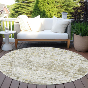 Homeroots 3' Blue Gray And Green Abstract Washable Area Rug For Indoor And Outdoor Spaces, Durable Design 8' Round Polyester 604561