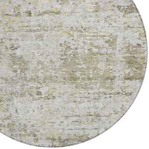 Homeroots 3' Blue Gray And Green Abstract Washable Area Rug For Indoor And Outdoor Spaces, Durable Design 8' Round Polyester 604561