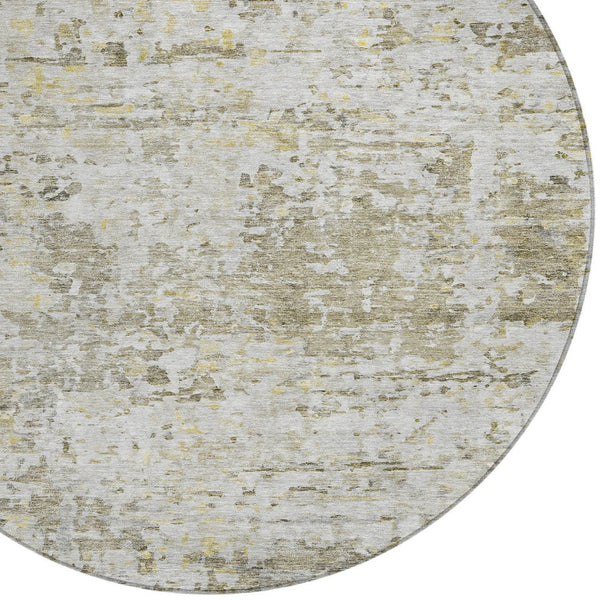 Homeroots 3' Blue Gray And Green Abstract Washable Area Rug For Indoor And Outdoor Spaces, Durable Design 8' Round Polyester 604561