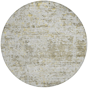 Homeroots 3' Blue Gray And Green Abstract Washable Area Rug For Indoor And Outdoor Spaces, Durable Design 8' Round Polyester 604561