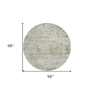 Homeroots 3' Blue Gray And Green Abstract Washable Area Rug For Indoor And Outdoor Spaces, Durable Design 8' Round Polyester 604561