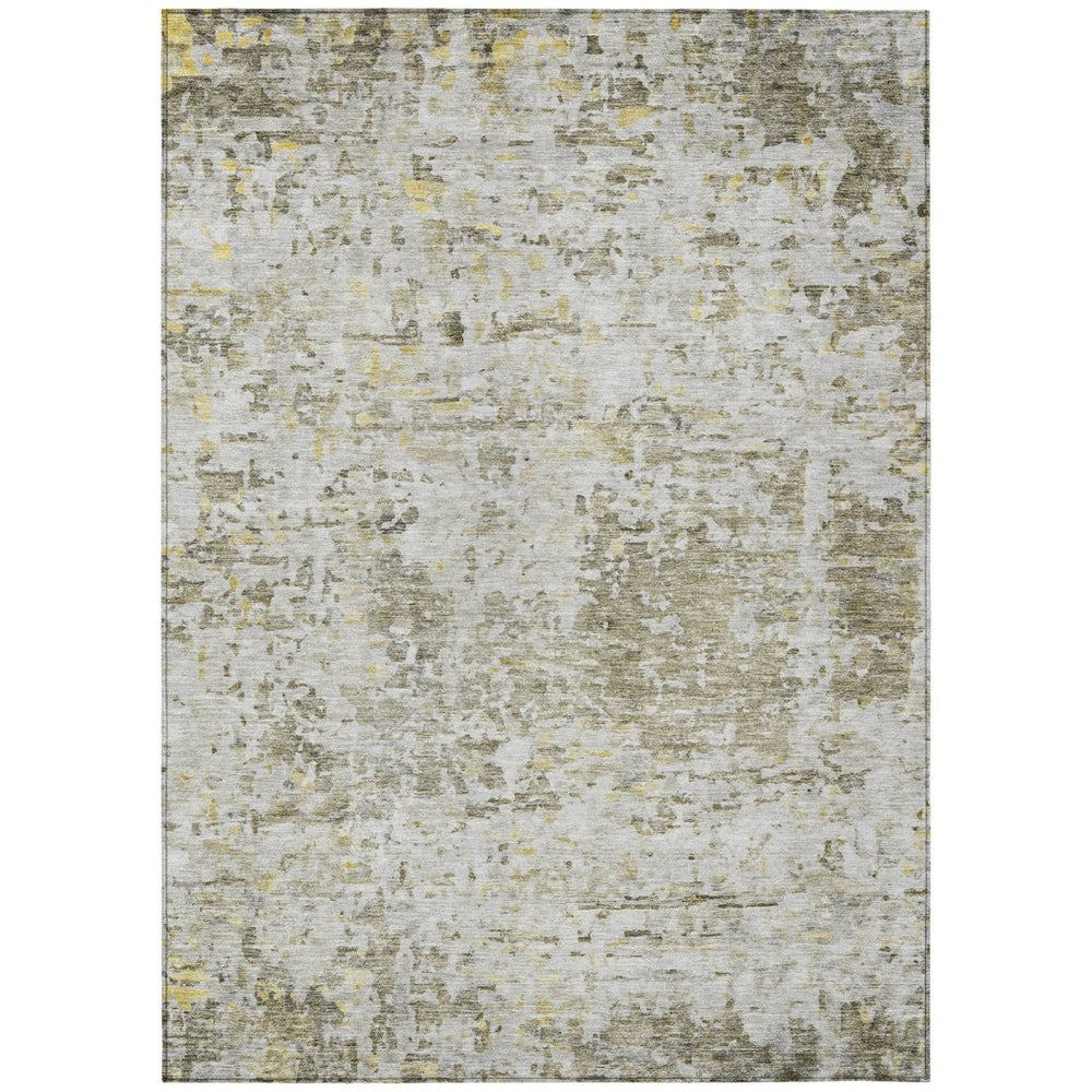 HomeRoots 5' Abstract Area Rug in Taupe, Light Yellow & Ivory – Washable, Durable for Indoor & Outdoor Use 8' X 10' 604562