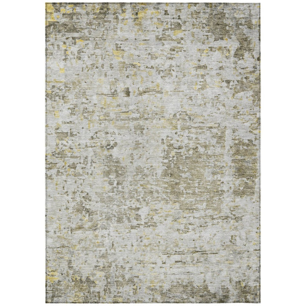 HomeRoots 5' Abstract Area Rug in Taupe, Light Yellow & Ivory – Washable, Durable for Indoor & Outdoor Use 8' X 10' 604562