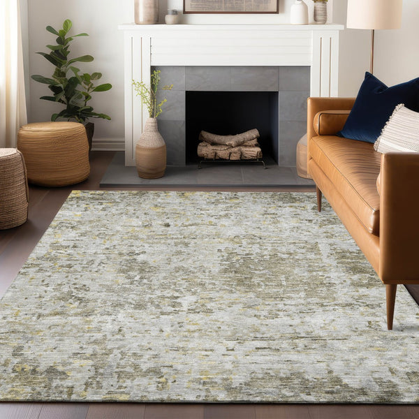 Homeroots 3' Blue Gray And Green Abstract Washable Area Rug For Indoor And Outdoor Spaces, Durable Design 8' X 10' Polyester 604562