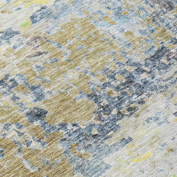 HomeRoots 5' Abstract Washable Area Rug in Blue, Green, and Ivory - Stylish Indoor/Outdoor Solution for Any Space 5' X 8' 604572
