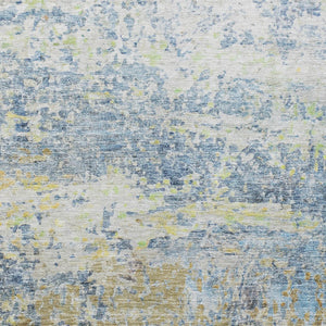 HomeRoots 5' Abstract Washable Area Rug in Blue, Green, and Ivory - Stylish Indoor/Outdoor Solution for Any Space 8' X 10' 604574